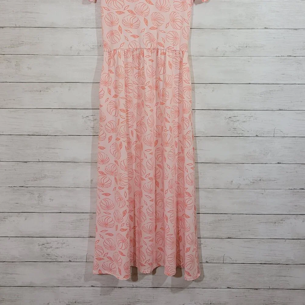 Dot Dot Smile Long Maxi‎ Dress Fall Print Pumpkins Leaves Orange Size 8/10